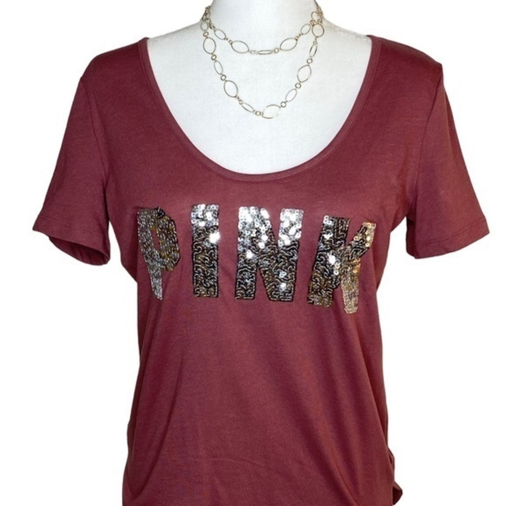 PINK Sequin Ladies Sparkle Top XS Mauve